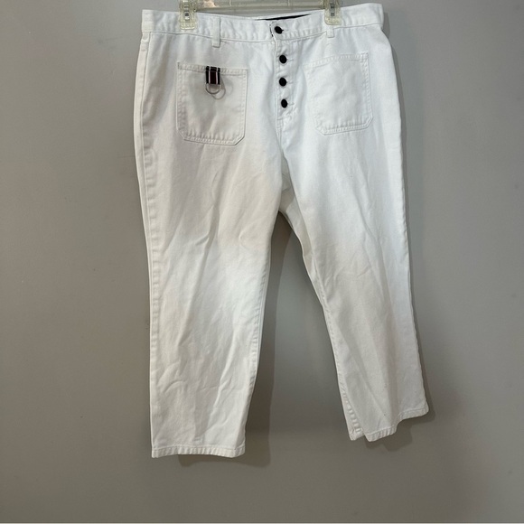 Vintage Tommy Hilfiger jeans mid rise white pants flare leg cropped denim Y2K - Picture 6 of 16